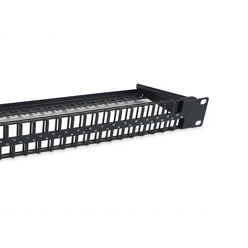 Equip 48 prievadų Keystone Cat.6 neekranuotas pataisų skydelis, juodas, RJ-45, Cat6, 1U, plienas, REACH, RoHS