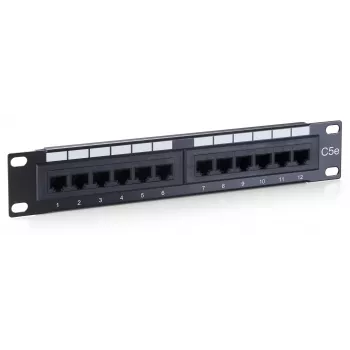 Equip 12 prievadų Cat.5e neekranuotas pataisos skydelis, juodas