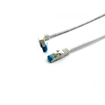Equip Cat.6A S/FTP patch laidas, kampinis RJ-45 į tiesų RJ-45, 1,0 m, baltas