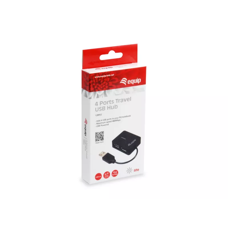 Equip 128952 USB 2.0 sąsajos stotelė 4 prievadai juoda