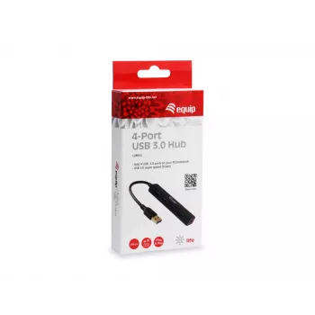 Equip 128953 USB 3.2 Gen 1 sąsajų šakotuvas 4× Type-A 5 Gbit/s juodas