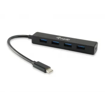 Equip 128954 USB 3.2 Gen 1 (3.1 Gen 1) Type-C sąsajų šakotuvas, 4×USB-A, 5000 Mbit/s, juodas