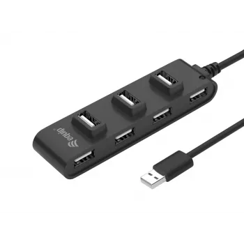 Equip 7-Port USB 2.0 Hub, 7x USB 2.0, 480 Mbit/s, juoda