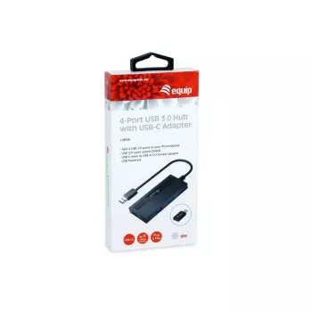 USB šakotuvas Equip 4 prievadų USB 3.0 su USB-C adapteriu