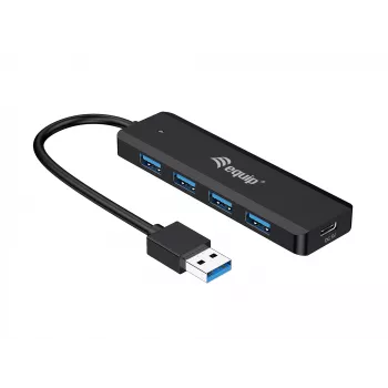 4 prievadų USB 3.2 Gen 1 šakotuvas Equip su USB-C adapteriu, juodas, 5000 Mbit/s