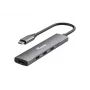 Equip USB-C 4 prievadų USB 3.2 Gen 1 šakotuvas, USB 3.2 Gen 1 (3.1 Gen 1) Type-C, 5000 Mbit/s, juodas, sidabrinis, aliuminis, 0,15 m