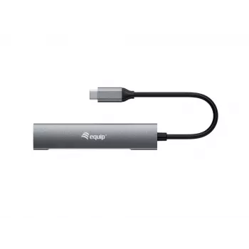 Equip USB-C 4 prievadų USB 3.2 Gen 1 šakotuvas, USB 3.2 Gen 1 (3.1 Gen 1) Type-C, 5000 Mbit/s, juodas, sidabrinis, aliuminis, 0,15 m