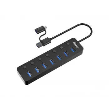 USB šakotuvas Equip 7 prievadų USB 3.2 Gen 1 su maitinimo adapteriu