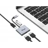 Equip USB-C 4 in 1 Dual HDMI adapteris, USB 3.2 Gen 1 (3.1 Gen 1) Type-C, sidabrinis, 4K Ultra HD, 30 Hz, HDMI, aliuminis