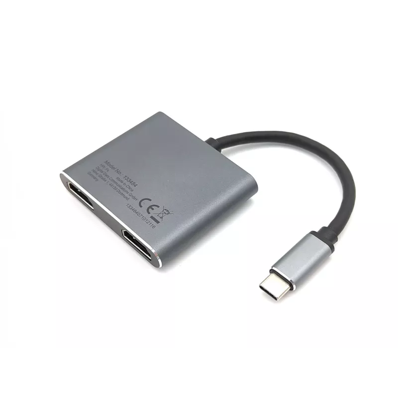 Equip USB-C 4 in 1 Dual HDMI adapteris, USB 3.2 Gen 1 (3.1 Gen 1) Type-C, sidabrinis, 4K Ultra HD, 30 Hz, HDMI, aliuminis