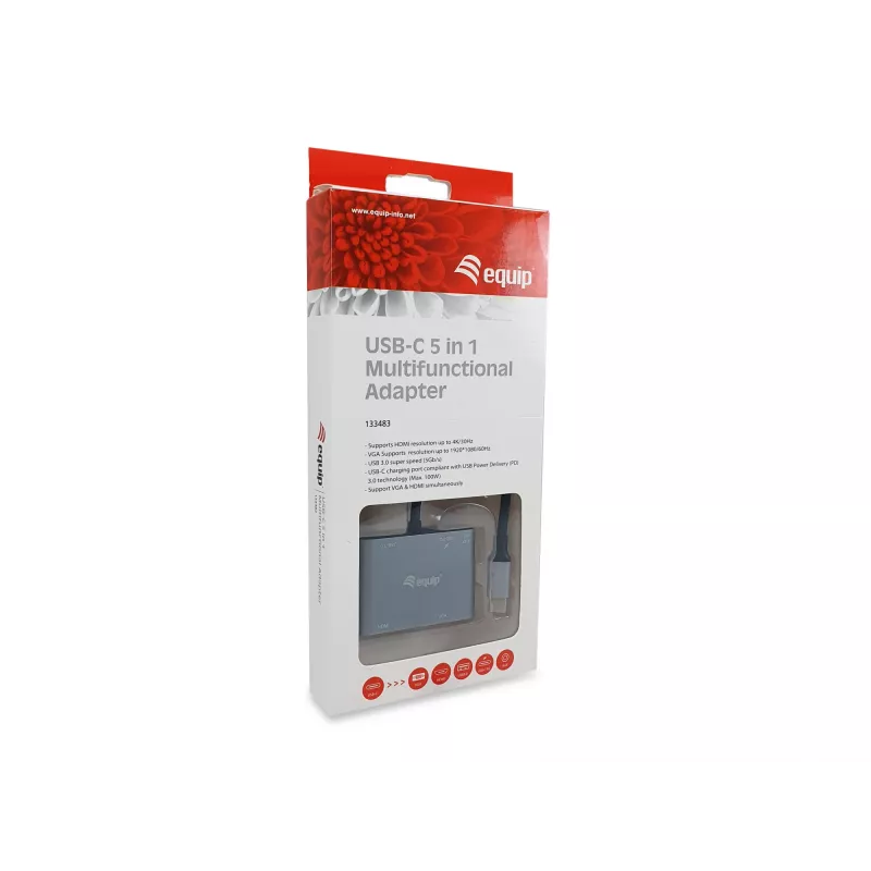 Adapteris Equip USB-C 5 in 1 Multifunkcinis
