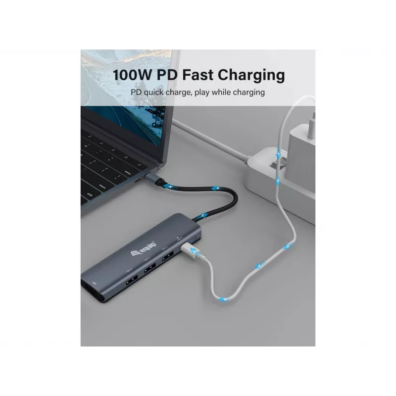 Equip USB-C 5 viename daugiafunkcis adapteris, HDMI, USB 3.2 GEN1, 100W USB PD