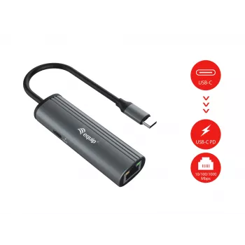 Equip USB-C į RJ45 Gigabit tinklo adapteris su PD įkrovimu 100W