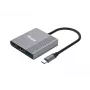 Equip 133488 3 viename USB-C į HDMI / USB-A / USB PD adapteris, USB 3.2 Gen 1 (3.1 Gen 1), 4K/60 Hz, 100 W PD, aliuminis, juodas/pilkas