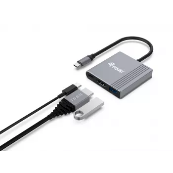 Equip 3 viename USB-C į HDMI / USB-A / USB PD adapteris, 3.2 Gen 1 (3.1 Gen 1), USB Type-C, HDMI išvestis, 3840 x 2160 pikselių