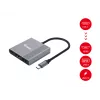 Equip 133488 3 viename USB-C į HDMI / USB-A / USB PD adapteris, USB 3.2 Gen 1 (3.1 Gen 1), 4K/60 Hz, 100 W PD, aliuminis, juodas/pilkas