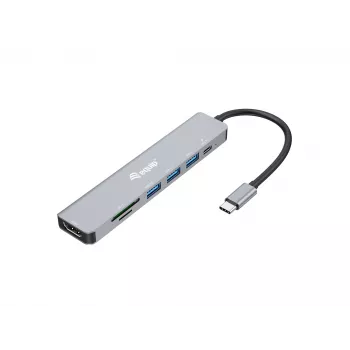 Equip USB-C 7-in-1 Multifunkcinis adapteris, HDMI 4K/60Hz, USB 3.2 Gen1 x 3, TF/MICRO SD, 100W USB PD