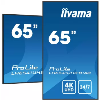iiyama LH6541UHS-B1AG Profesionalus reklaminis ekranas 163,8 cm (64,5 col.) LCD 500 cd/m² 4K Ultra HD juodas 24/7