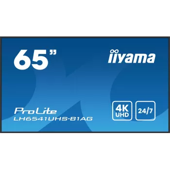 iiyama LH6541UHS-B1AG Profesionalus reklaminis ekranas 163,8 cm (64,5 col.) LCD 500 cd/m² 4K Ultra HD juodas 24/7