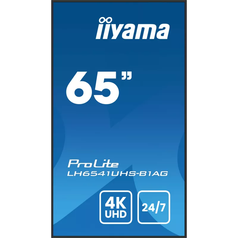 iiyama LH6541UHS-B1AG Profesionalus reklaminis ekranas 163,8 cm (64,5 col.) LCD 500 cd/m² 4K Ultra HD juodas 24/7