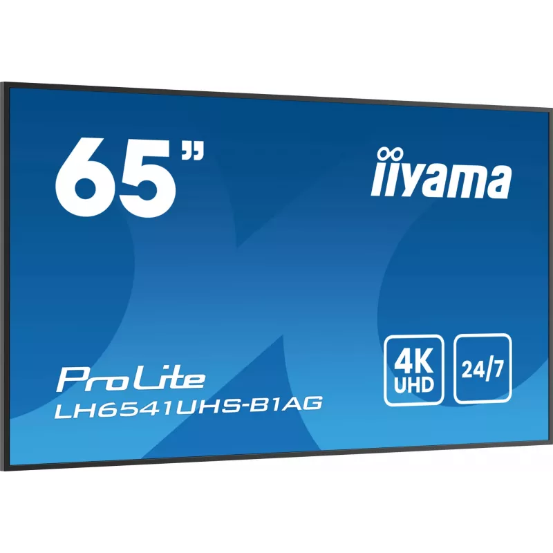 iiyama LH6541UHS-B1AG Profesionalus reklaminis ekranas 163,8 cm (64,5 col.) LCD 500 cd/m² 4K Ultra HD juodas 24/7