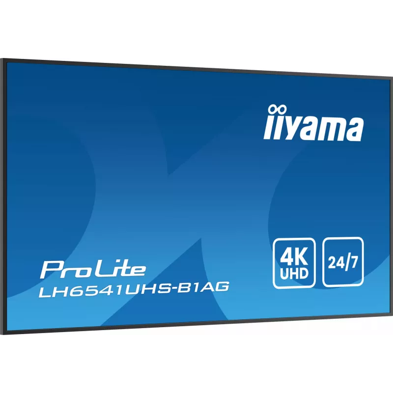 iiyama LH6541UHS-B1AG Profesionalus reklaminis ekranas 163,8 cm (64,5 col.) LCD 500 cd/m² 4K Ultra HD juodas 24/7