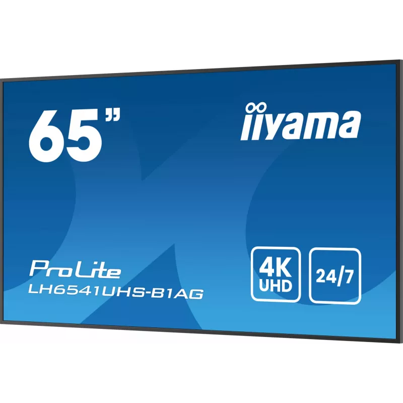 iiyama LH6541UHS-B1AG Profesionalus reklaminis ekranas 163,8 cm (64,5 col.) LCD 500 cd/m² 4K Ultra HD juodas 24/7