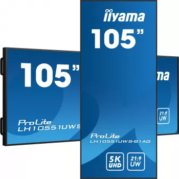 IIYAMA LH10551UWS-B1AG Skaitmeninės reklamos ekranas 105 colių (2,67 m) LED 500 cd/m² UltraWide 5K HD juodas 24/7