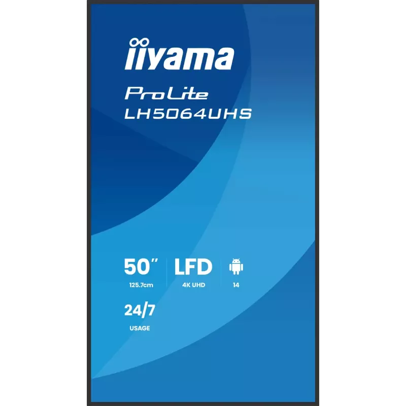 Skaitmeninės reklamos plokštė iiyama LH5064UHS-B1AG 50 colių 4K Ultra HD