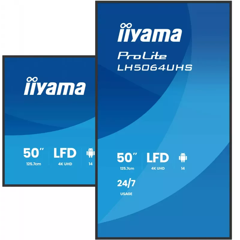 Skaitmeninės reklamos plokščiasis ekranas iiyama LH6564UHS-B1AG 65 colių 4K Ultra HD