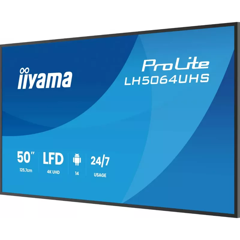 Skaitmeninės reklamos plokščiasis ekranas iiyama LH6564UHS-B1AG 65 colių 4K Ultra HD