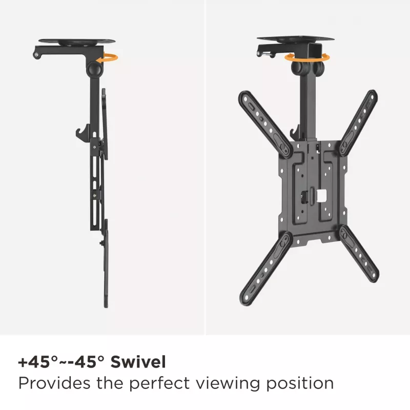 Equip 23-55 colių lubinis laikiklis televizoriui, 75 x 75 mm, 400 x 400 mm, 0-80°, -45-45°, nerūdijantis plienas, juodas