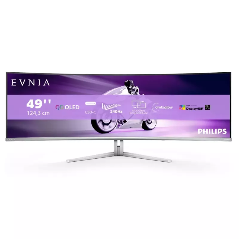 Philips Evnia 8000 49M2C8900/00 kompiuterio monitorius 124,2 cm (48,9 col.) 5120 x 1440 pikselių Dual QHD QD-OLED Baltas