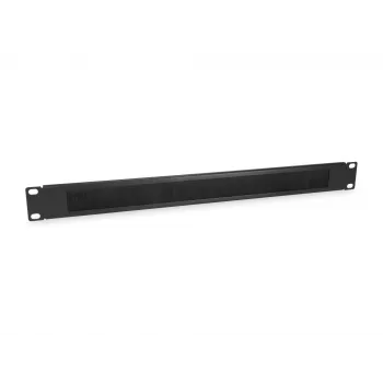 Equip Brush Panel, juodas (RAL 9005) – 1U šepečių skydas kabelių vedimui 19 inch stovuose
