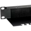 Equip Brush Panel, juodas (RAL 9005) – 1U šepečių skydas kabelių vedimui 19 inch stovuose