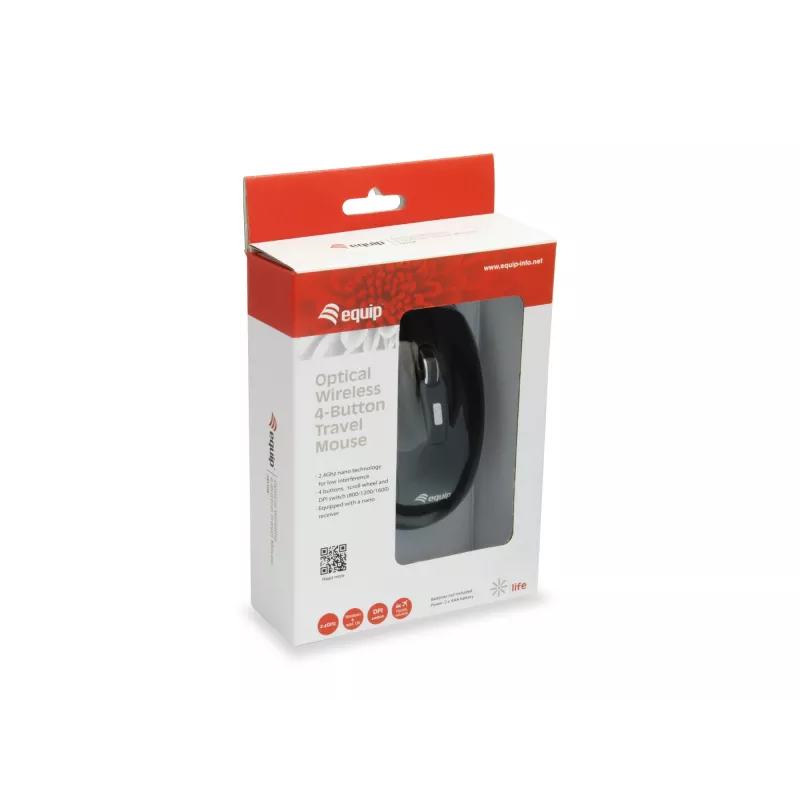 Equip 245104 pelė kelionei ambidekstrinė RF belaidė optinė 1600 DPI