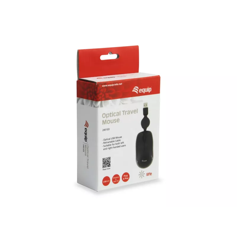 Equip 245103 kelioninė pelė ambidekstrinė USB Type-A optinė 1000 DPI
