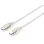 Equip USB 2.0 tipo A į B laidas, 3,0 m, permatomas sidabrinis