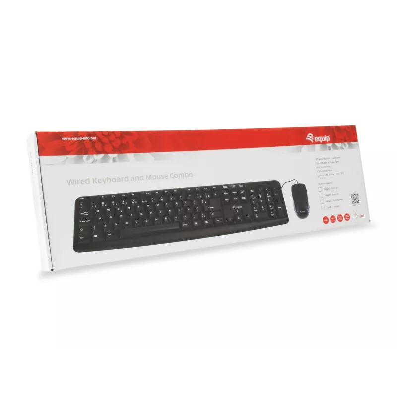 Equip 245203 klaviatūra su pele, laidinė USB, QWERTY itališkas išdėstymas, juoda
