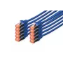 DIGITUS jungiamasis kabelis - CAT6 - S/FTP - Snagless - Cu - 5m - mėlyna - 10 vnt.