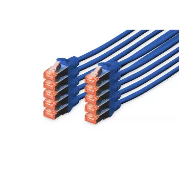 DIGITUS jungiamasis kabelis - CAT6 - S/FTP - Snagless - Cu - 5m - mėlyna - 10 vnt. pakuotė