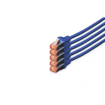 DIGITUS Patch kabelis - CAT6 - S/FTP - Snagless - Cu - 10m - mėlyna - 5 vnt.