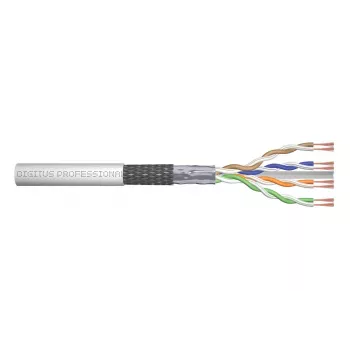 Tinklo kabelis Digitus CAT 6 SF/UTP vytos poros sujungimo laidas neapdorotas 100m Pilka