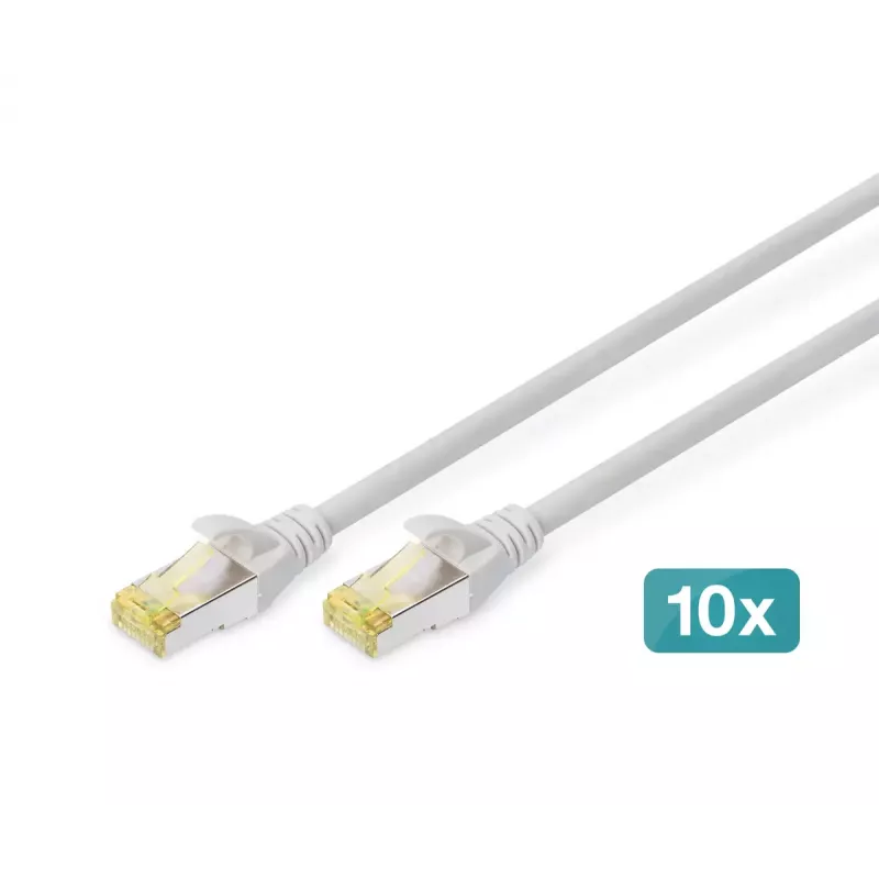 DIGITUS Patch laidas - CAT6a - S/FTP - Su apsauga nuo užkliuvimo - 1m - geltonas - 10 vnt.