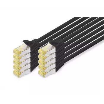 DIGITUS jungiamasis kabelis - CAT6a - S/FTP - Snagless - 3m - juodas - 10 vnt. pakuotė