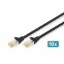 DIGITUS jungiamasis kabelis - CAT6a - S/FTP - Snagless - 3m - juodas - 10 vnt. pakuotė