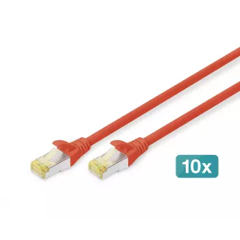DIGITUS jungiamasis kabelis - CAT6a - S/FTP - be užkliuvimo - 3 m - raudonas - 10 vnt.