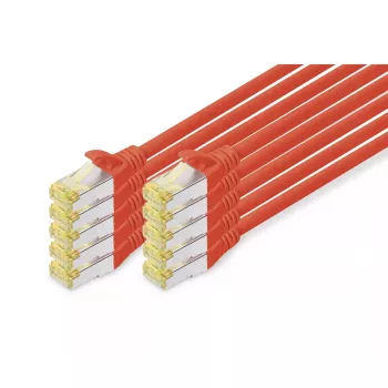 DIGITUS jungiamasis kabelis - CAT6a - S/FTP - be užkliuvimo - 3 m - raudonas - 10 vnt.