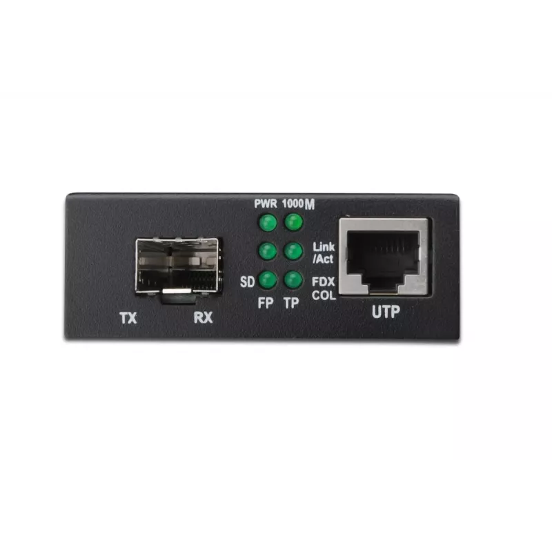 DIGITUS Media keitiklis, SFP 10/100/1000Base-T į SFP atvirą lizdą, su maitinimo šaltiniu, be SFP modulio