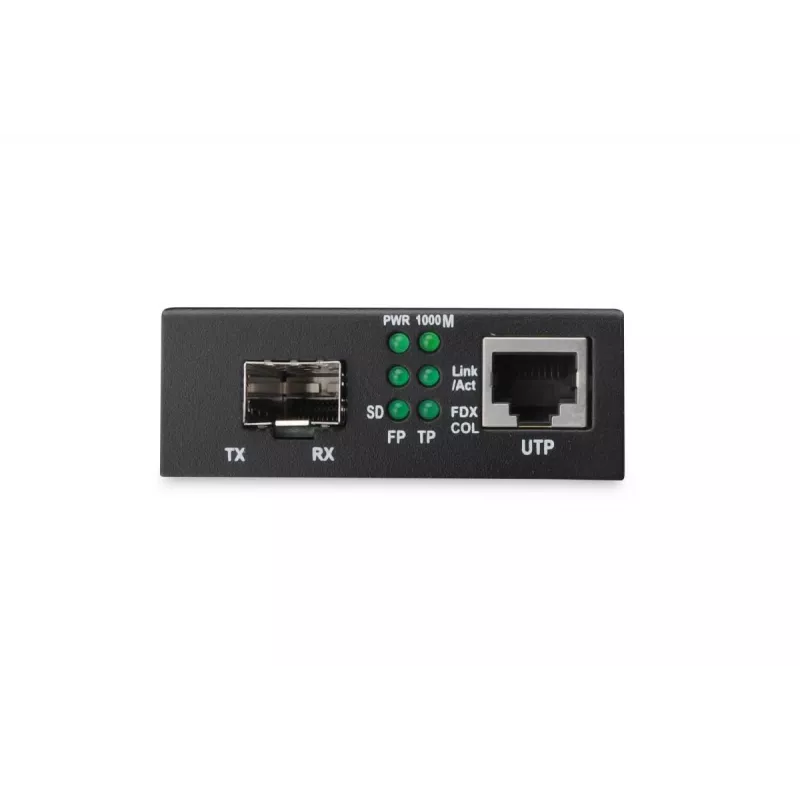 DIGITUS Media keitiklis, SFP 10/100/1000Base-T į SFP atvirą lizdą, su maitinimo šaltiniu, be SFP modulio